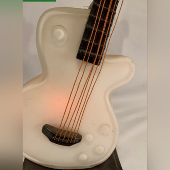 ANTIQUE MILK GLASS AND IRON GUITAR LAMP 18 IN TALL - Picture 3 of 5